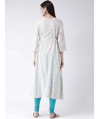 Women White Rayon A-line Kurta 4