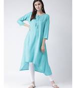Women Turquoise Rayon A-line Kurta
