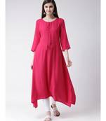 Women Red Rayon A-line Kurta