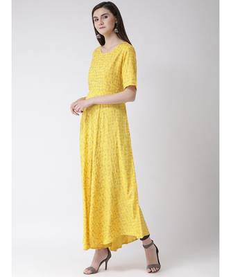 Women Yellow Pure Cotton Flared Kurta 2
