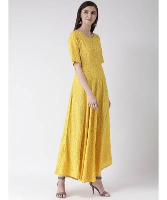 Women Yellow Pure Cotton Flared Kurta 3
