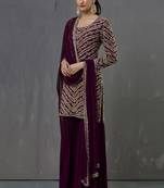 Purple Embroidered Georgette Salwar
