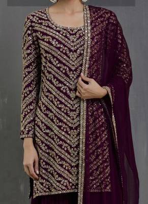Purple Embroidered Georgette Salwar 2
