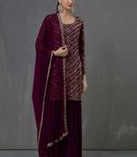 Purple Embroidered Georgette Salwar
