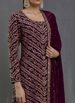 Purple Embroidered Georgette Salwar 2