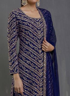 Blue Embroidered Georgette Salwar 2