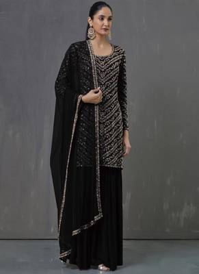 Black Embroidered Georgette Salwar 1