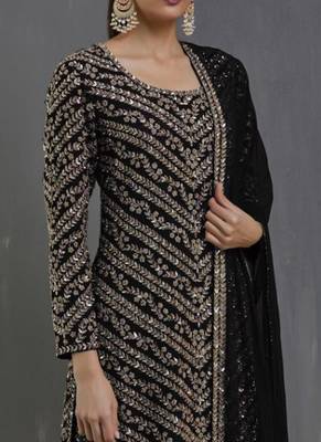 Black Embroidered Georgette Salwar 2