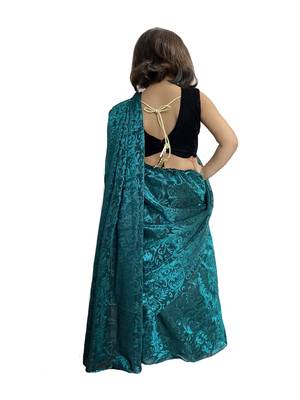 green woven stitched art_silk kids-sarees 2