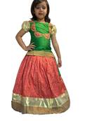 green woven taffeta girls top bottom