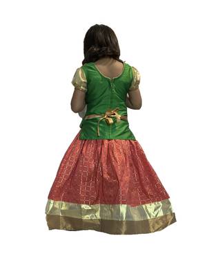 green woven taffeta girls top bottom 2