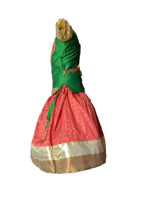 green woven taffeta girls top bottom 3