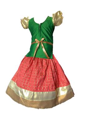 green woven taffeta girls top bottom 4