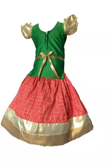 green woven taffeta girls top bottom