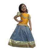 yellow woven taffeta girls top bottom