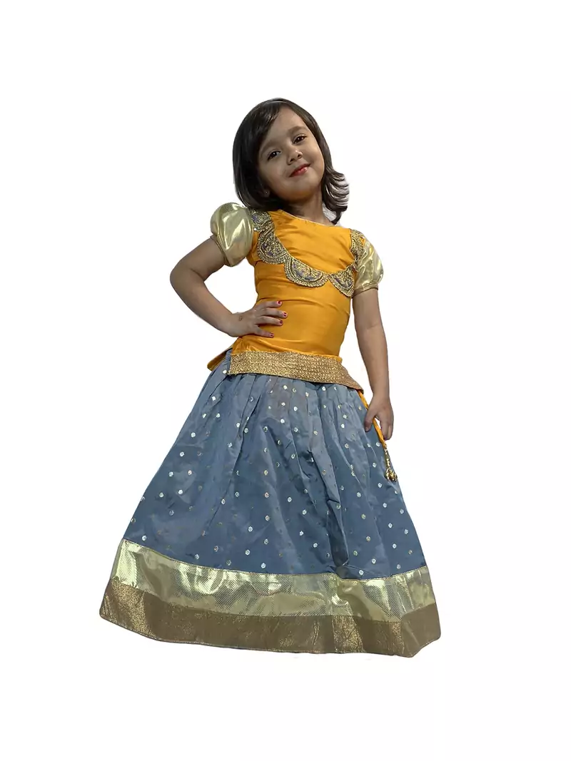 yellow woven taffeta girls top bottom