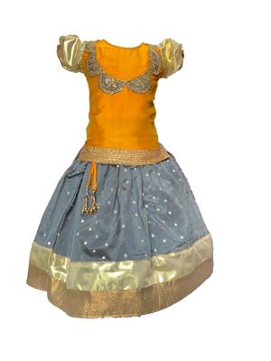 yellow woven taffeta girls top bottom 2