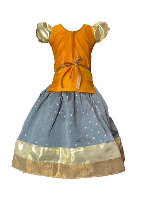 yellow woven taffeta girls top bottom 3