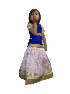 blue woven taffeta girls top bottom 1