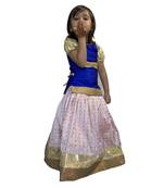 blue woven taffeta girls top bottom