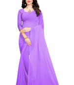 Purple plain georgette saree with blouse