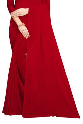 maroon plain georgette saree with blouse 4