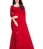Red plain georgette saree with blouse