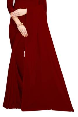 Maroon plain georgette saree with blouse 4