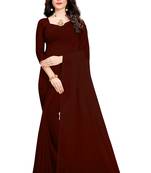 Brown plain georgette saree with blouse