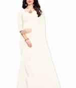 White plain georgette saree with blouse