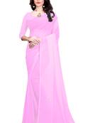 Baby pink plain georgette saree with blouse