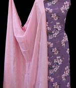 Purple printed georgette unstitched salwar with dupatta