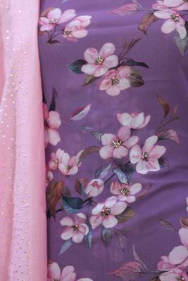 Purple printed georgette unstitched salwar with dupatta 5