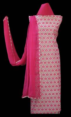 multicolor printed chanderi unstitched salwar with dupatta 1
