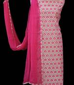 multicolor printed chanderi unstitched salwar with dupatta