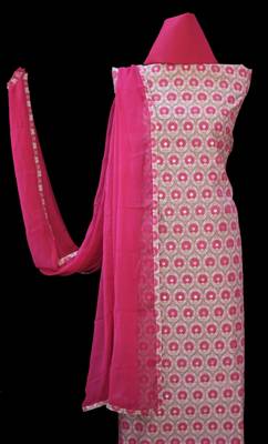 multicolor printed chanderi unstitched salwar with dupatta 2
