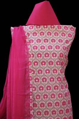 multicolor printed chanderi unstitched salwar with dupatta 3