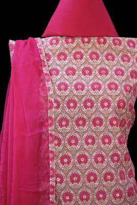 multicolor printed chanderi unstitched salwar with dupatta 4