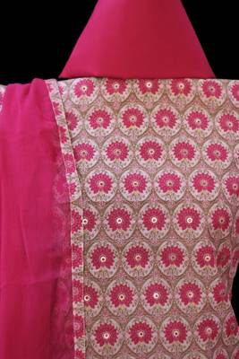 multicolor printed chanderi unstitched salwar with dupatta 5