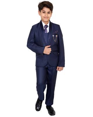 Blue plain polyester boys-suit 1