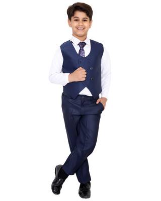 Blue plain polyester boys-suit 3