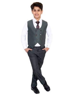 Green plain polyester boys-suit 3