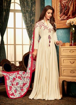 Cream embroidered silk salwar 1