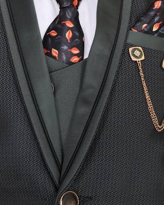 Green plain polyester boys-suit 5