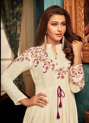 Cream embroidered silk salwar 2