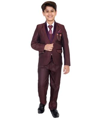 Maroon plain polyester boys-suit 1