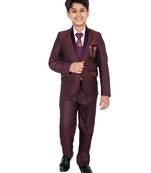 Maroon plain polyester boys-suit