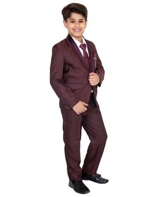 Maroon plain polyester boys-suit 2
