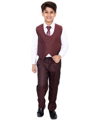 Maroon plain polyester boys-suit 3