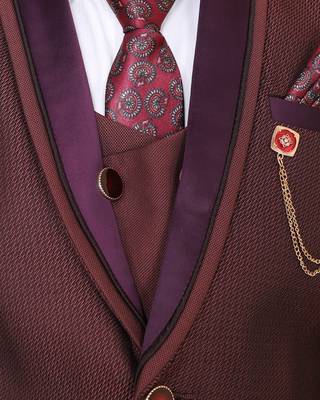 Maroon plain polyester boys-suit 5